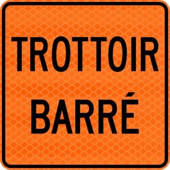 Panneau de travaux routiers: Trottoir barré