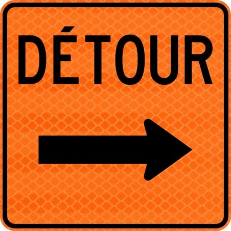 Panneau de travaux routiers: Détour, flèche vers la droite