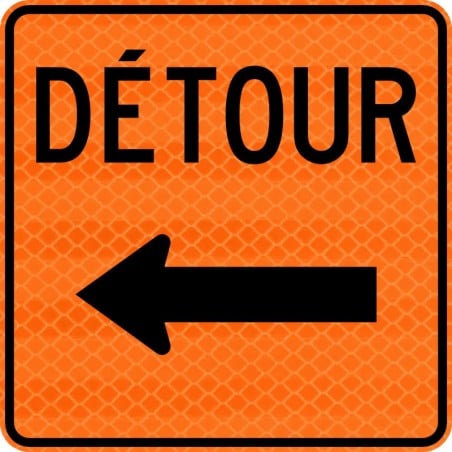 Panneau de travaux routiers: Détour, flèche vers la gauche