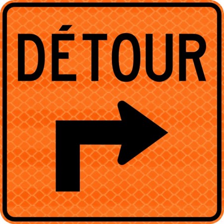 Panneau de travaux routiers: Détour, flèche coudée vers la droite