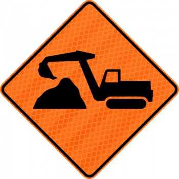 Panneau de travaux routiers:  Excavatrice