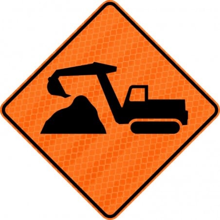 Panneau de travaux routiers:  Excavatrice