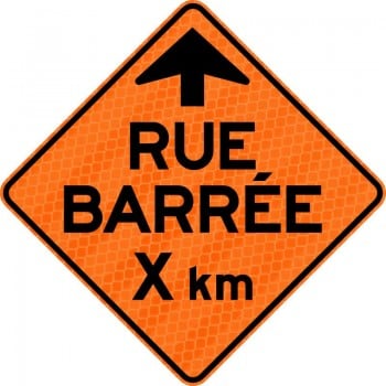 Panneau de travaux routiers: Rue barrée