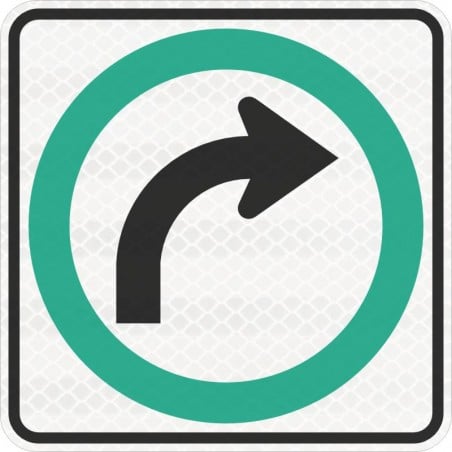 Panneau de virage à droite obligatoire