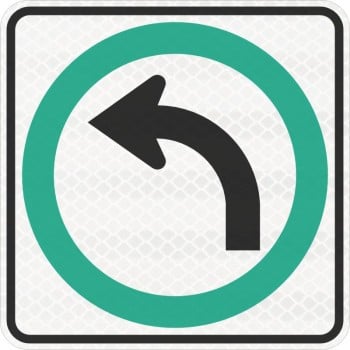 Panneau de virage à gauche obligatoire