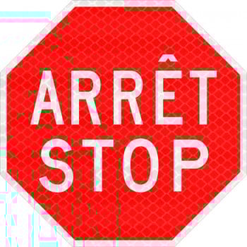 Panneau bilingue d'arrêt-stop