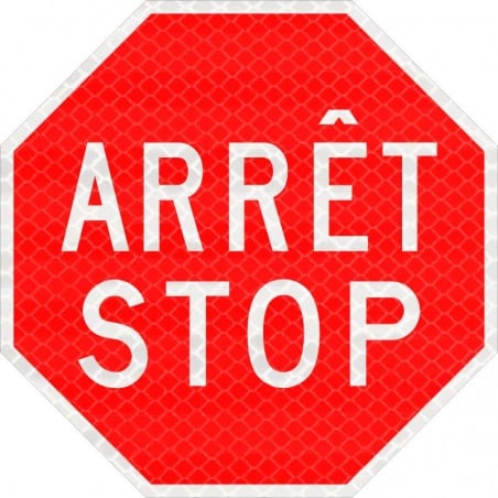 Panneau bilingue d'arrêt-stop
