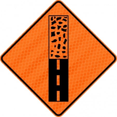 Panneau de travaux routiers: Fin de revêtement