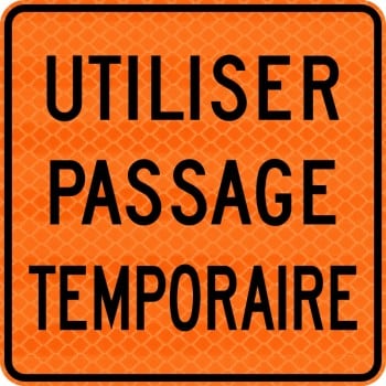 Panneau de travaux routiers: Utiliser passage temporaire