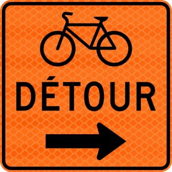 Panneau de travaux routiers: Détour pour cyclistes