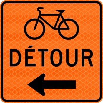 Panneau de travaux routiers: Détour pour cyclistes