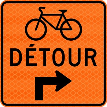 Panneau de travaux routiers: Détour pour cyclistes