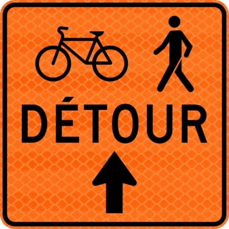 Panneau de travaux routiers: Détour pour piétons et cyclistes