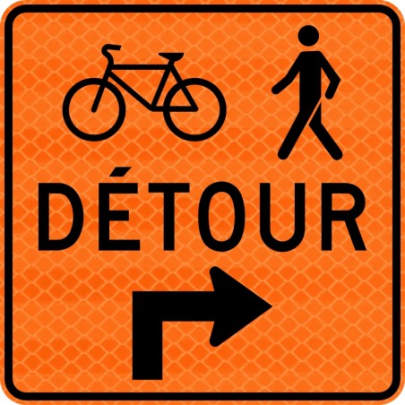 Panneau de travaux routiers: Détour pour piétons et cyclistes