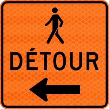 Panneau de travaux routiers: Détour pour piétons