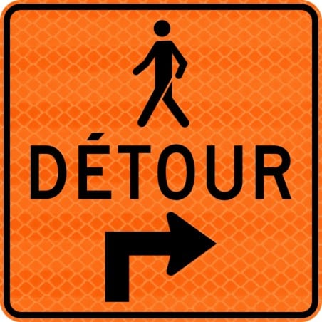 Panneau de travaux routiers: Détour pour piétons