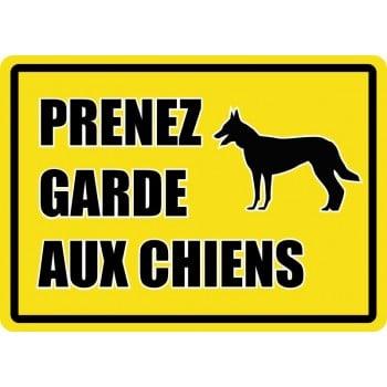 Affiche de sécurité pour plein air: Prenez garde aux chiens/ fond jaune