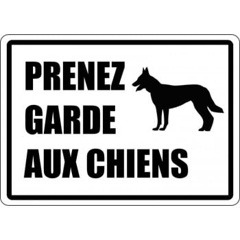 Affiche de sécurité pour plein air: Prenez garde aux chiens/ fond blanc
