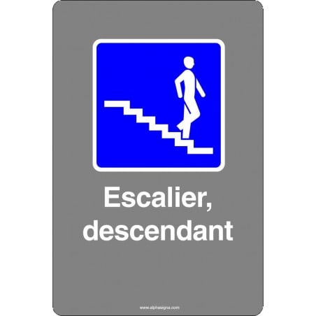 Affiche de sécurité aux normes CSA: INFORMATION Escalier descendant