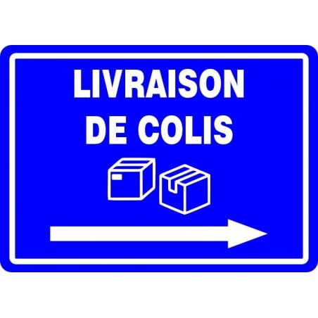 Affiche pour Colis: Livraison de colis avec flèche droite/ fond Bleu