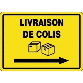 Affiche pour Colis: Livraison de colis avec flèche droite/ fond Jaune