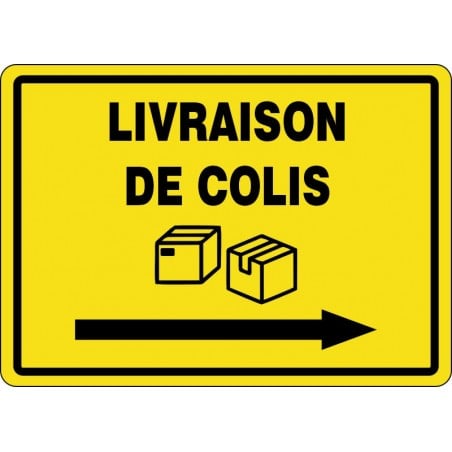 Affiche pour Colis: Livraison de colis avec flèche droite/ fond Jaune