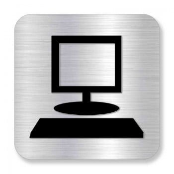 Plaque de porte ou murale avec pictogramme en relief 3D: Salle d'ordinateur