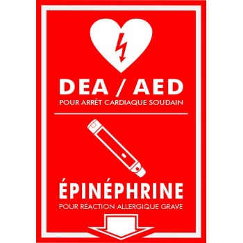 Affiche de sécurité pour défibrillateur ou seringue de type EpiPen