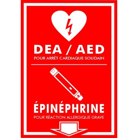 Affiche de sécurité pour défibrillateur ou seringue de type EpiPen