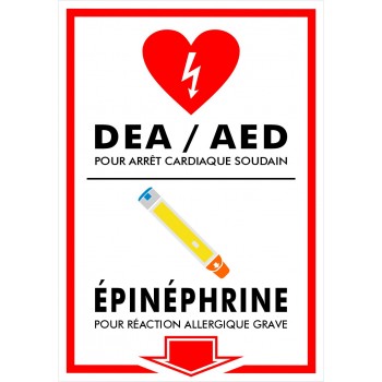 Affiche de sécurité pour défibrillateur ou seringue de type EpiPen
