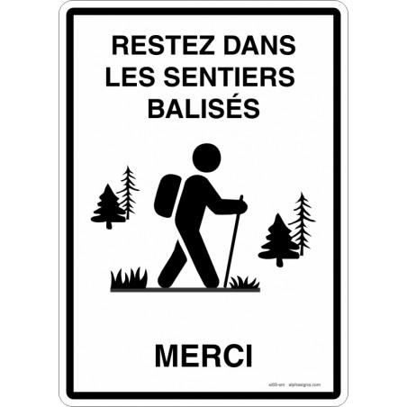 Affiche pour plein air - Restez dans les sentiers balisés - Merci -