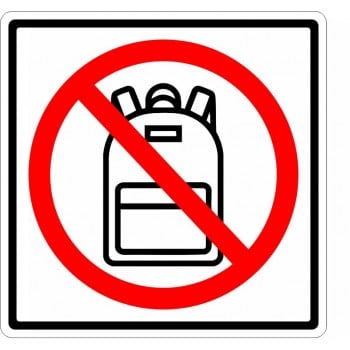 Affiche standard pictogramme seulement: Sac à dos interdit