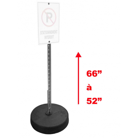 Ensemble de poteau ajustable 52" à 66", avec base de caoutchouc et affiche Arrêt de 24 pouces