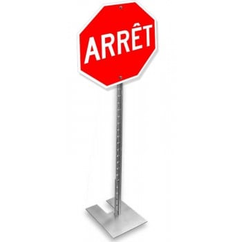 Ensemble de poteau et affiche Arrêt