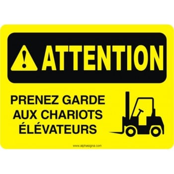 Affiche de sécurité: ATTENTION Prenez garde aux chariots élévateurs