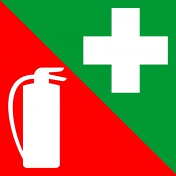 Affiche standard pictogramme seulement: Premiers soins et extincteur