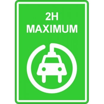 Affiche de stationnement: recharge de véhicule électrique 2H maximum
