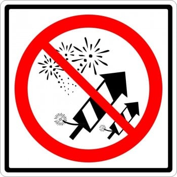 Affiche standard pictogramme seulement : Interdiction de feux d'artifices