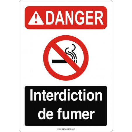 Affiche de sécurité aux normes OSHA-ANSI: DANGER pour interdire de fumer