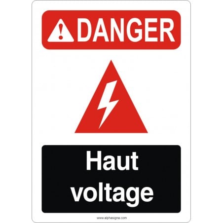 Affiche de sécurité aux normes OSHA-ANSI: DANGER haut voltage