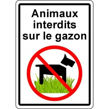 Affiche de sécurité pour plein air: Animaux interdit sur le gazon