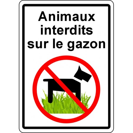Affiche de sécurité pour plein air: Animaux interdit sur le gazon