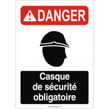 Affiche de sécurité aux normes OSHA-ANSI: DANGER casque de sécurité obligatoire