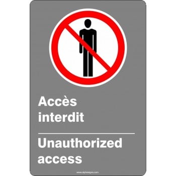 Affiche de sécurité aux normes CSA bilingue: Accès interdit