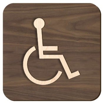 Plaque de porte en bois  - Handicapé