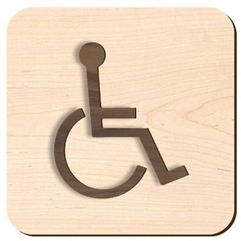 Plaque de porte en bois  - Handicapé