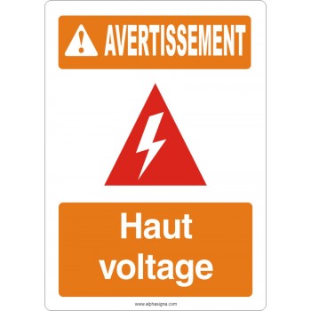 Affiche de sécurité aux normes OSHA-ANSI: AVERTISSEMENT haut voltage