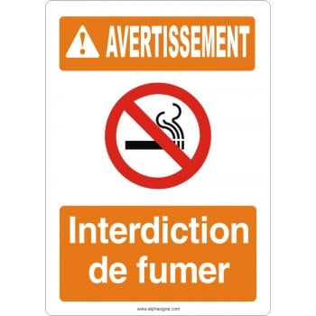 Affiche de sécurité aux normes OSHA-ANSI: AVERTISSEMENT interdiction de fumer