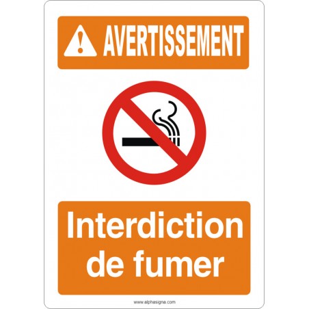 Affiche de sécurité aux normes OSHA-ANSI: AVERTISSEMENT interdiction de fumer