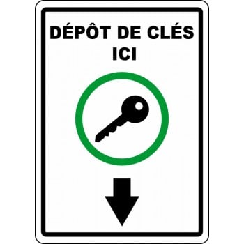 Affiche de sécurité: Dépôt de clés ici